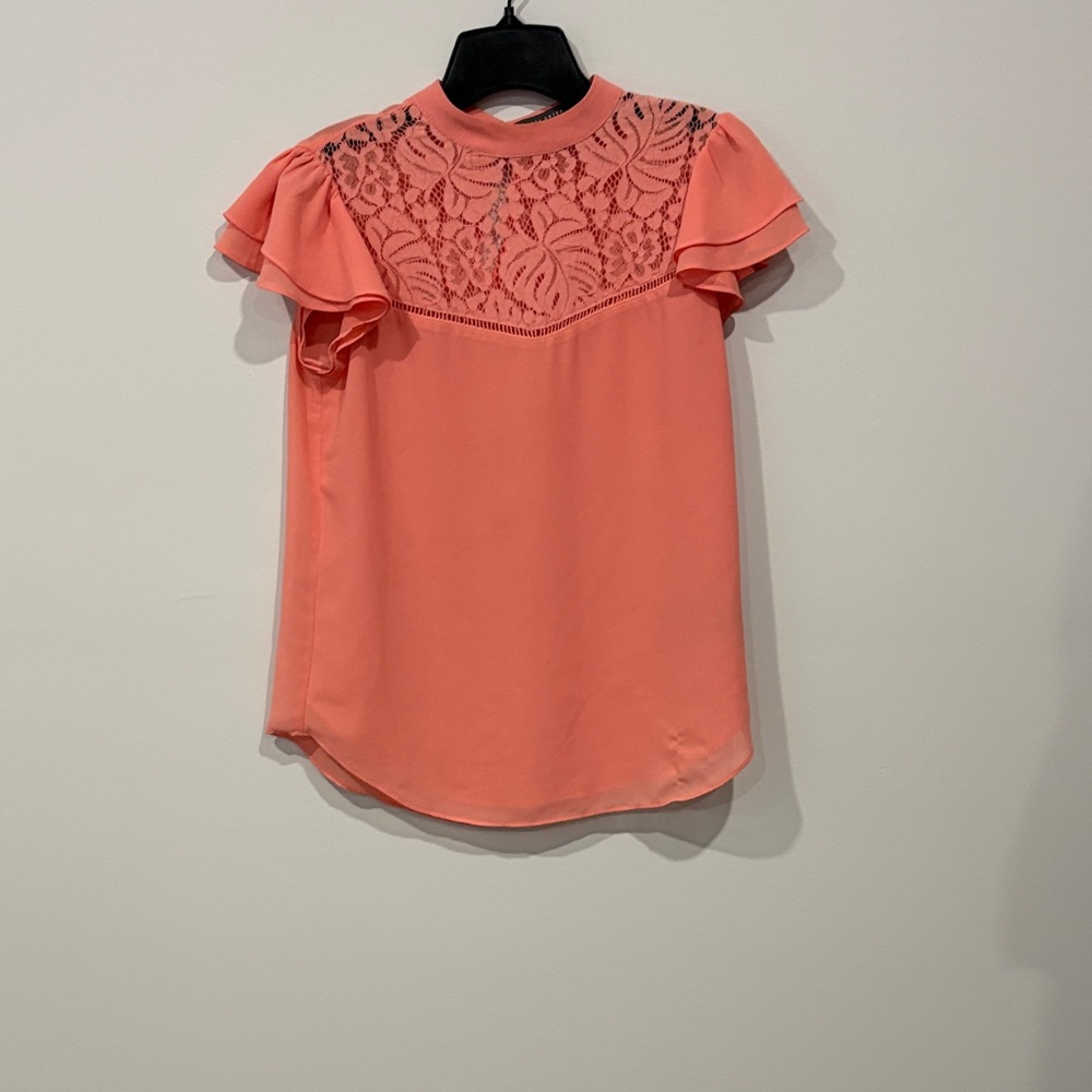 Elegant Coral Lace Women's Top